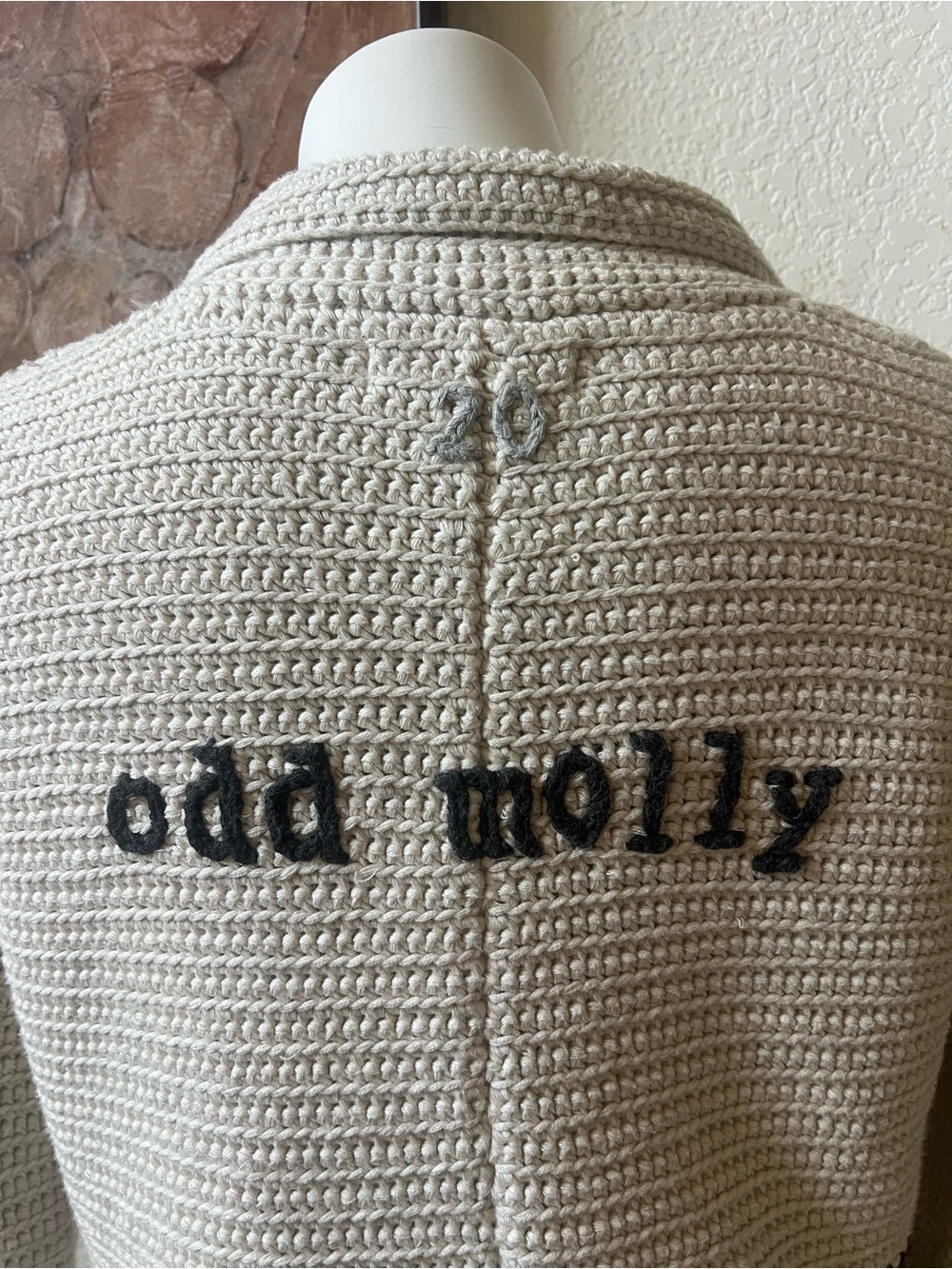 Odd Molly Cream Crochet Button-Front Women's Sweater Coat GUC Large - Picture 7 of 16